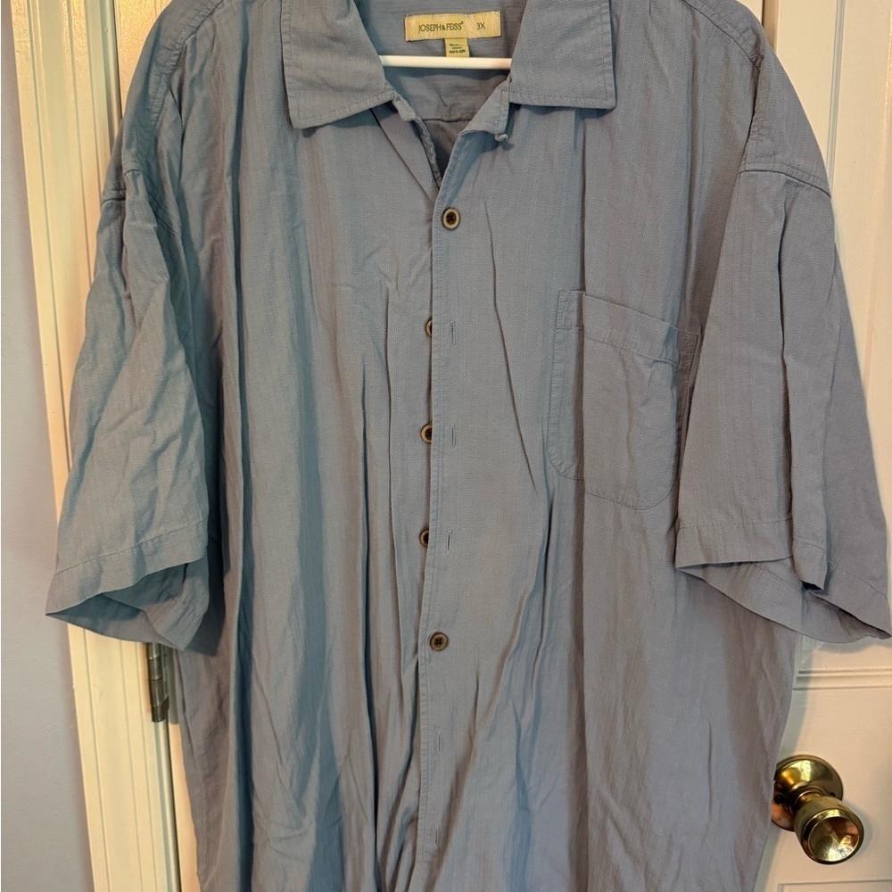 Men's Blue Button-Up Shirt, Classic Stylish